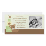 Green Teddy Bear Photo Birth Announcement photo cards