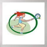 Green tennis girl posters