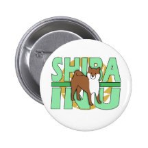 Green Text Shiba Inu Pinback Button