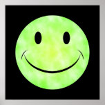 Green Tie Dye Smiley Face Poster posters