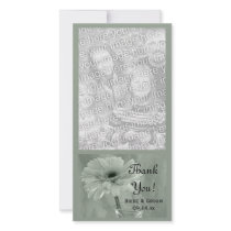 Green Tinted Daisy Wedding Thank You Photo Cards