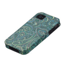 Green Tones Vintage Ornate Paisley Pattern Vibe iPhone 4 Covers
