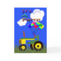Green Tractor with Balloons Party Invitation Card