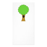 Green tree cartoon with creature. Custom photo cards