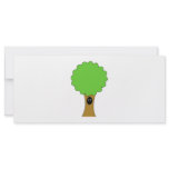 Green tree cartoon with creature. Custom rack cards