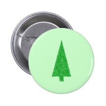 Green Tree. Christmas, Fir, Evergreen Tree. Pinback Button