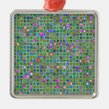 Green 'Trellis' Textured Mosaic Tiles Pattern Ornament