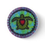 Green Turtle Tie Dye Button Flair
