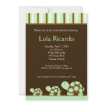 Green Turtles Striped Baby Shower invite 5 x 7 invitations