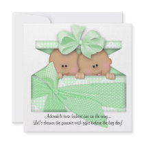 Green TWIN Baby Shower Invitation African American