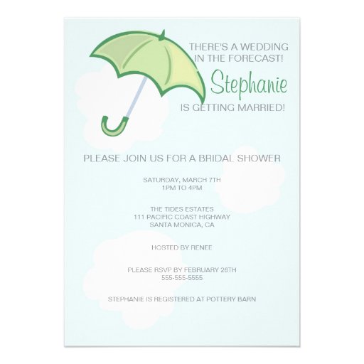 Green Umbrella Bridal Shower Invitation
