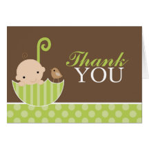 Green Umbrella Thank You Greeting Card