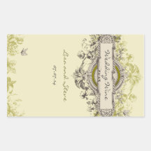 Green Vintage Floral Wedding Wine Sticker