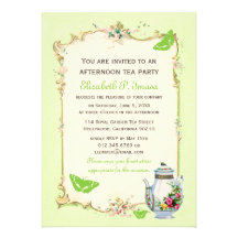 Green Vintage French Tea Party Custom Invites