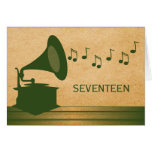 Green Vintage Gramophone Table Card