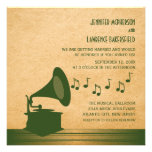 Green Vintage Gramophone Wedding Invite