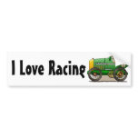 Green Vintage Race Car I Love Ra... Bumper Sticker bumper stickers