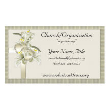 Green w/Gold Cross/Hearts/Flowers Business Cards