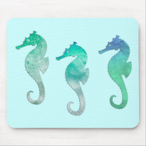 Green Watercolor Seahorses