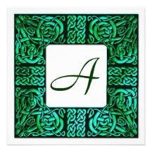 Green Waters Celtic Monogrammed Wedding Invitation