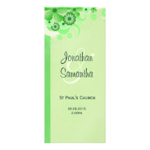 Green Wedding Program Ceremony and Wedding Party Personalised Rack Card