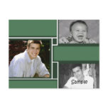 Green & White 3 photo graduation card