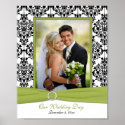 Green, White, and Black Damask Photo Frame Insert posters