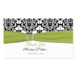 Green, White and Black Damask Wedding Favour Tag