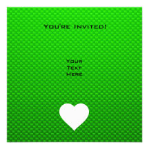 Green & White Heart Invitations