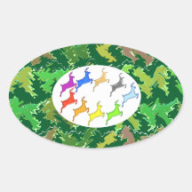 Green Wild Jungle n Deer Roaming Sticker