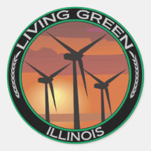 Green Wind Illinois Round Sticker