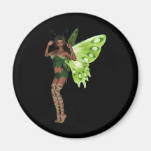 Green Wing Lady Faerie 3 - 3D Fairy - Refrigerator Magnets
