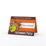 Green Witch Halloween Invitation cards