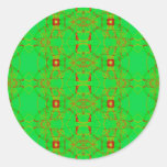 green with red lace round sticker