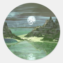 Green World Wolf Round Sticker