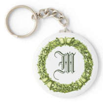 Green Wreath Monogrammed Keychain