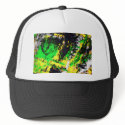 Green Yellow Abstract Design hats