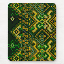 Green Yellow Cross Stitch Embroidery Mousepad