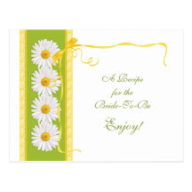 Green Yellow Daisy Recipe Card for the Bride Postcard
