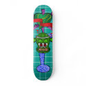 Green zombie monkey on blue tile skateboards