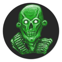 Green Zombie Skull Head Sticker