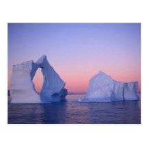 Greenland, Iceberg at sunset. Postcard