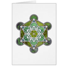 GreenMetatronCube Greeting Cards