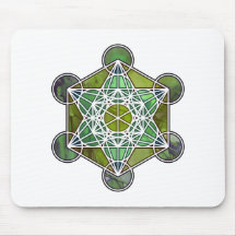 GreenMetatronCube Mouse Mats