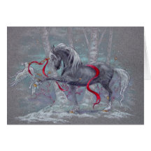 Greeting Card - Holiday Unicorn Snow Bird