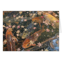 Greeting Card: Koi with autumn leaves