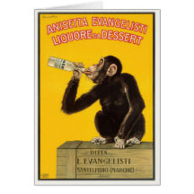 Greeting Card with Drinking Monkey Poster