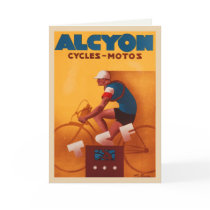 Greeting Card  With Vintage Alcyon Bicycle Poster
