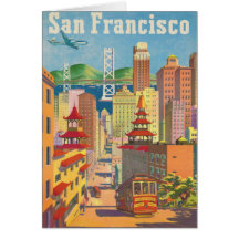 Greeting Card with Vintage San Francisco Poster