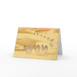 Greetings card Camels in desert